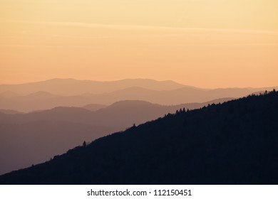 View of mountain range at dusk