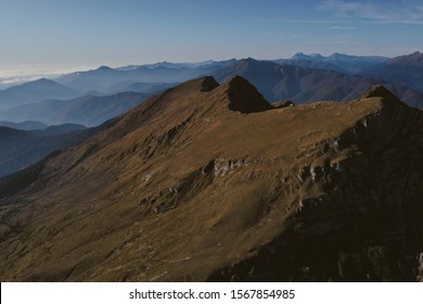 View of the mountain range on the solar side in autumn