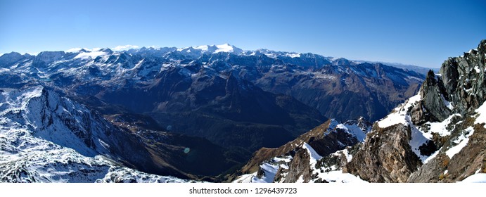 View of a mountain range from top