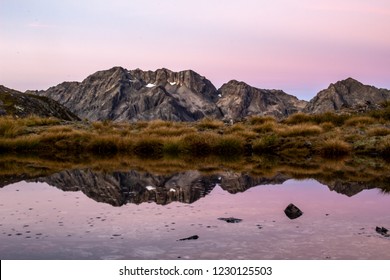 View To A Mountain Range From The Upper Traverse Saddle Near St. Arnaud, South Island, New Zealand, Just Before Sunrise