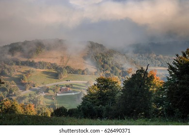 View from the mountain through the clouds
