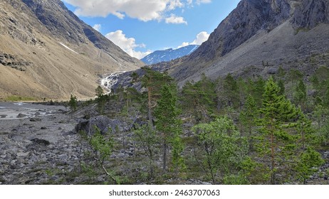 view of a mountain waterfall