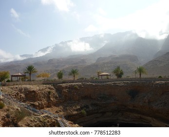 A View Of The Mountains Behind The Bimah Sinkhole In Oman