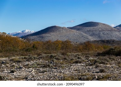 View to mountains in Croatian countryside, Balkans. - Shutterstock ID 2090496397
