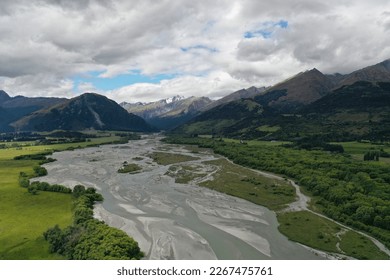 A view of mountains and river
