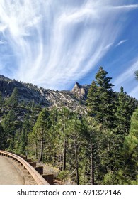 View Up The Mountains From The Side Of A Highway In The Californian Sierra Nevada.