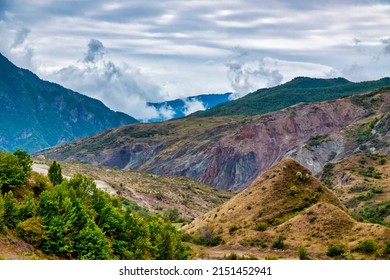 View of the mountains of the Southern Greater Caucasus from the Demirci-Lahij Road, Azerbaijan - Shutterstock ID 2151452941