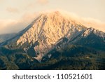 View to Mt. Kepa (Mittagskogel in german) in the Karawanks at the border to Slovenia at sunset