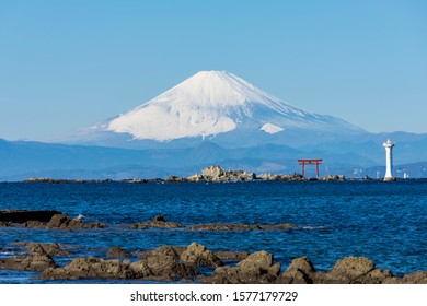 View Of Mt.Fuji After Snow Over Sagami Bay