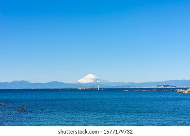 View Of Mt.Fuji After Snow Over Sagami Bay