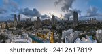 View of Mumbai showing the Bandra Worli Sea Link in the center passing over the Mahim Bay, with the city around it. Dadar, Prabhadevi, Lower Parel, Worli, Matunga, Mahim and Bandra can be seen.