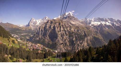 View Of Murren ,Switzerland From Cable Car To Piz Gloria