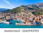 View of of Nafpaktos, Lepanto with the fortress, Greece.