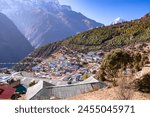 View of Namche Bazaar, captured on the way to Namche Bazaar from Dole during Everest Base Camp trek, Nepal.