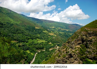 view of the Narcea river valley, Asturias. Spain