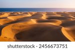 View of the Natural Reserve of Dunes of Maspalomas, in Gran Canaria, Canary Islands, Spain. Beautiful view of Maspalomas Dunes on Gran Canaria, Canary Islands, Spain.