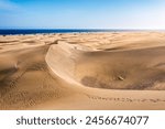 View of the Natural Reserve of Dunes of Maspalomas, in Gran Canaria, Canary Islands, Spain. Beautiful view of Maspalomas Dunes on Gran Canaria, Canary Islands, Spain.