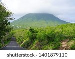View of the Nevis Peak volcano in St Kitts and Nevis