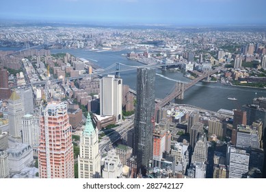 A View Of New York Downtown As Seen From One World Trade Center Observatory Deck