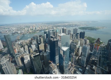 A View Of New York Downtown As Seen From One World Trade Center Observatory Deck