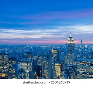 View of New York Manhattan during sunset hours - Powered by Shutterstock