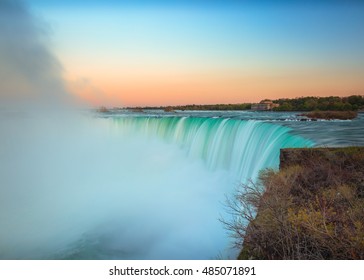 View Of Niagara Falls From Canada Side During Sunrise