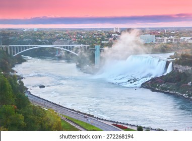 View of Niagara Falls at dawn