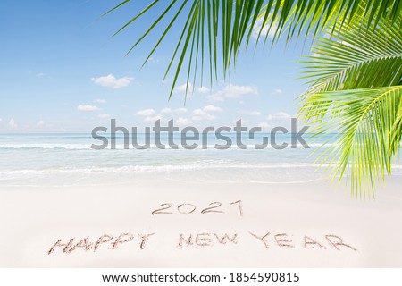 View of nice Christmas and new year theme tropical beach 