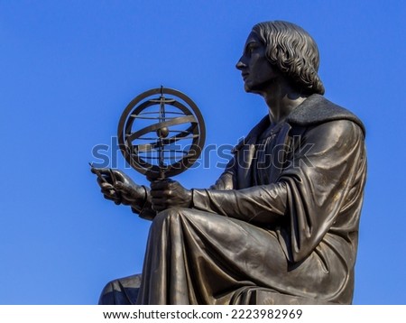 View of Nicolas Copernicus Monument in Warsaw, Poland