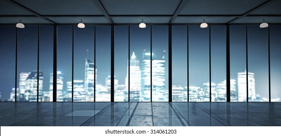 View Of A Night City From Office Window