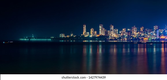 View At Night From Marine Drive , Mumbai.