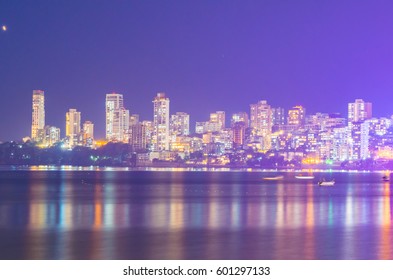 View At Night From Marine Drive , Mumbai.