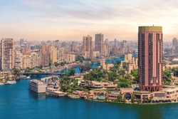View Of The Nile And Gezira Island, Unique Scenery Of Cairo, Egypt