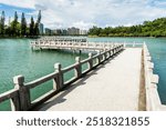 View of the Nine-cornered Bridge in Chenghcing Lake, Kaohsiung, Taiwan.