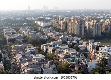 View Of Noida City From  The Roof Of A Multistory Building 