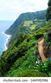 View of the Nordeste coastline on Sao Miguel island, Azores.