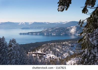 View Of North Shore Of Lake Tahoe In Winter