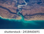 View at the northern coast of Somalia from an airplane