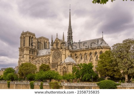 View of Notre Dame de Paris from across the River Seine
