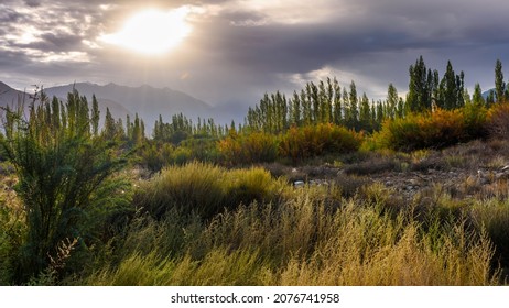 View Of Nubra Valley And Nubra River In  Ladakh, India