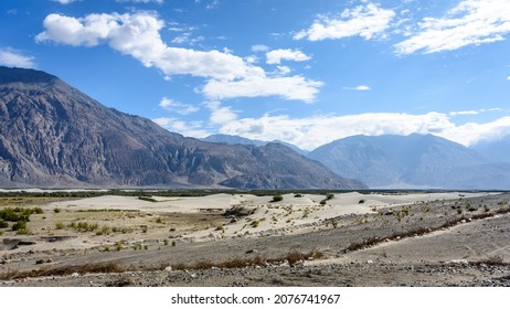 View Of Nubra Valley And Nubra River In  Ladakh, India