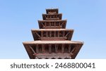 View of Nyatapola Temple, Five Storey Temple, Built by King Bhupatindra Malla in 1702. Bhaktapur Durbar Square, Kathmandu, Nepal. 