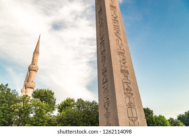 A view of the Obelisk of Theodosius (Egyptian Obelisk) in the Hippodrome in Istanbul, Turkey