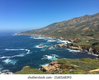 A View Of The Ocean And The Hills And Cliffs Of Big Sur On The California Central Coast From A Viewpoint Off Highway One.