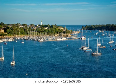 View Of The Odet River And Bénodet In Finistère, Brittany, France