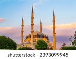  View of16th-century Selimiye Mosque, built by architect Mimar Sinan, is considered an Ottoman classic, with a large dome and 4 minarets,Edirne city center,Turkey,May 11th 2014