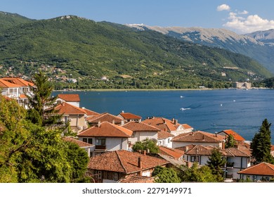 View of Ohrid lake from Ohrid town, North Macedonia - Shutterstock ID 2279149971