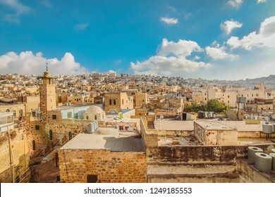 View to the old city of Hebron from a rooftop beside Qazazen mosque in Hebron, West Bank, Palestine