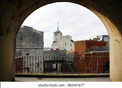 View to the old city of Portsmouth through the arch