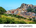 View of the old colorful medieval village of Castelsardo near Sassari, Sardinia, Italy